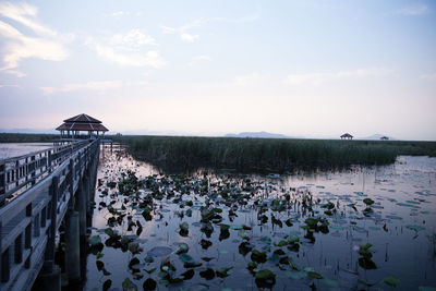 Scenic view of lake against sky