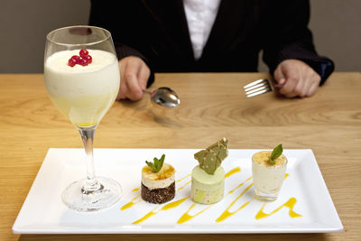 Plate of ornate desserts at luxury hotel restaurant