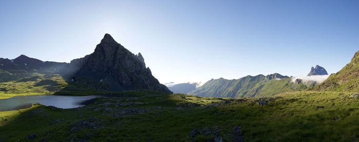 Anayet peak and lake in tena valley, huesca province in aragon, pyrenees in spain.