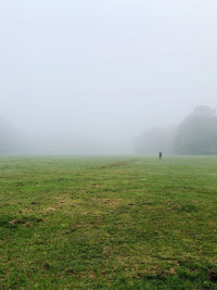 Single person standing in the fog