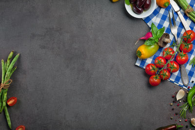 High angle view of fruits on table