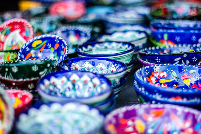 Full frame shot of multi colored candies for sale in market