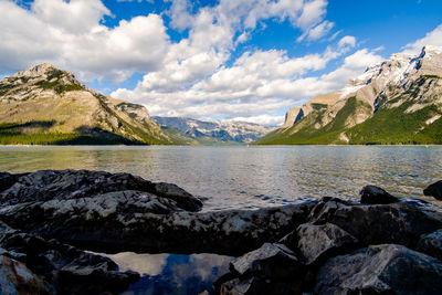 Scenic view of lake against sky