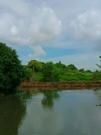 Scenic view of lake against sky