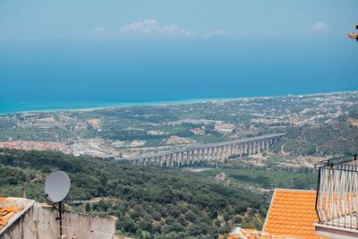 High angle view of townscape against sky