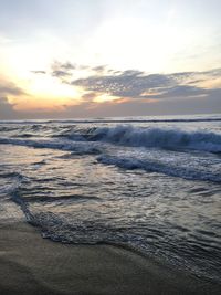 Scenic view of sea during sunset