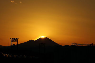 Silhouette mountain against sky during sunset