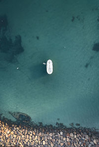 High angle view of ship in sea