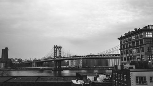 View of cityscape against cloudy sky