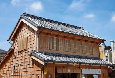 Low angle view of old building against sky