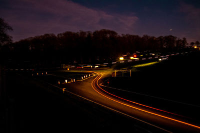 Light trails on highway at night