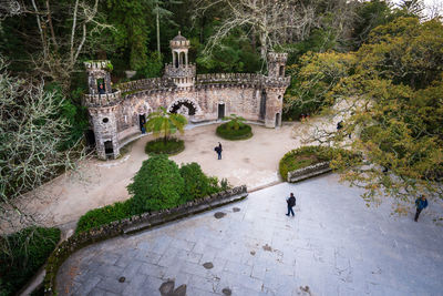 High angle view of historic building