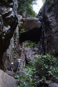 Man standing on rock formation