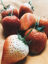 Close-up of strawberries on table