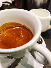 Close-up of coffee cup on table