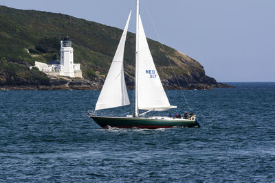 Boat sailing in sea