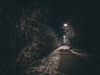 View of illuminated street lights at night