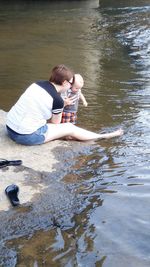 Girl standing in water