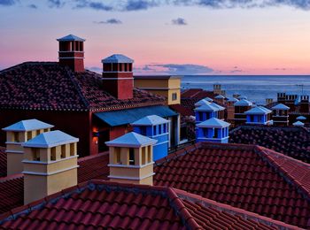 Buildings at sunset