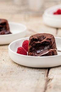 Close-up of dessert in plate on table