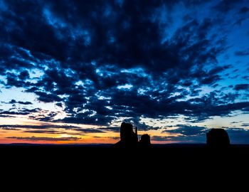 Silhouette landscape against sky during sunset