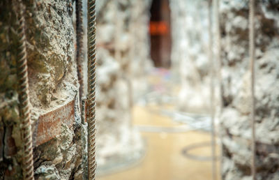 Close-up of rusty metal on wall