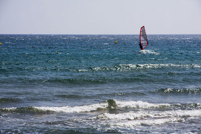 Scenic view of sea against clear sky