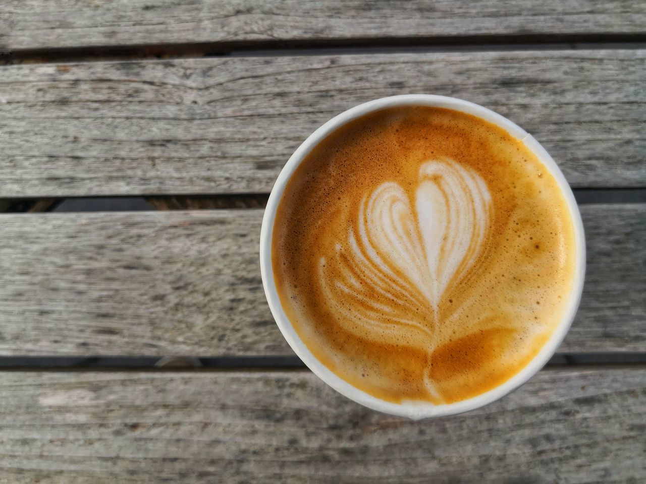 DIRECTLY ABOVE SHOT OF COFFEE ON TABLE