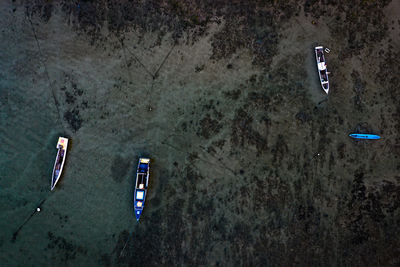 High angle view of boats in sea