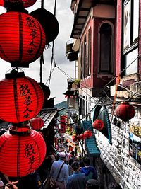 Low angle view of chinese lanterns