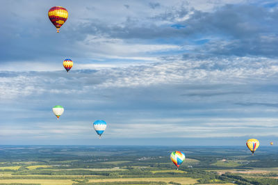 Hot air balloons flying in sky