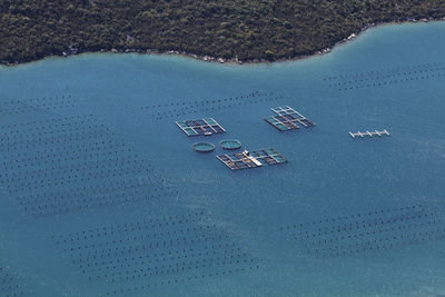 High angle view of blue sea