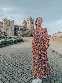 One girl in the city of porto, portugal