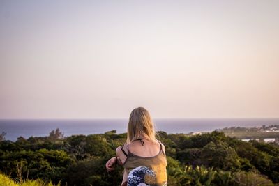 Rear view of woman looking at view