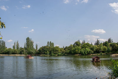 Scenic view of lake against sky