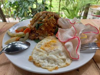 Close-up of meal served in plate