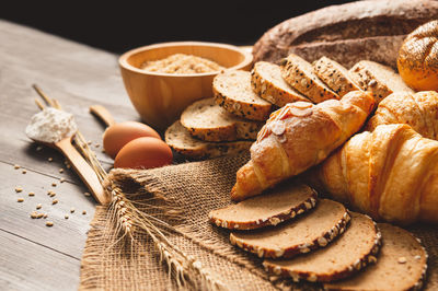 High angle view of bread on table