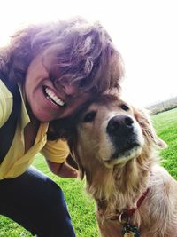 Dog looking at camera