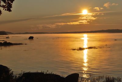 Scenic view of sea at sunset