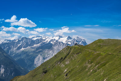 The wandertrail horizontweg from alpen tower to engstlenalp, along gental, switzerland