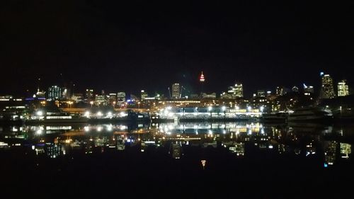 Illuminated cityscape at night