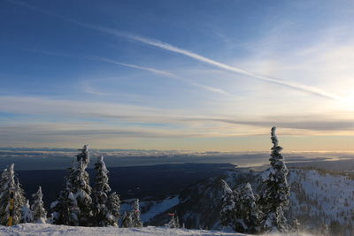 Scenic view of snow covered mountain against sky