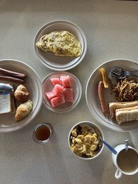 High angle view of food on table