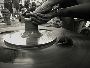 Close-up of hands working