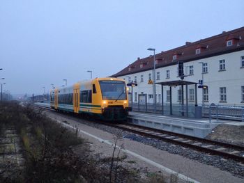 Train at railroad station platform