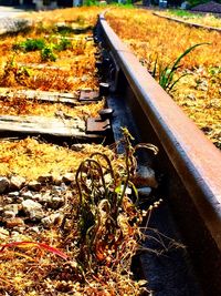 Close-up of railroad track