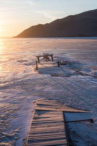 Scenic view of sea against sky during sunset