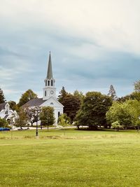 Summer view of a park and church in saint john new brunswick canada