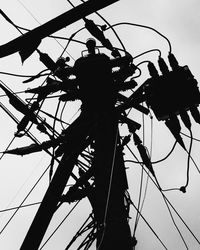 Low angle view of silhouette man standing at amusement park