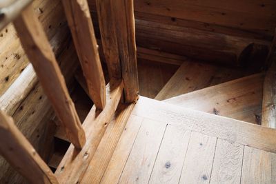 High angle view of spiral staircase